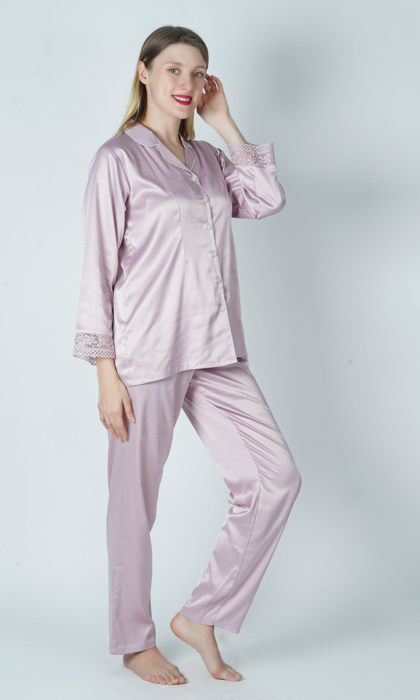 Dusty Pink Nightsuit Set with Shorts