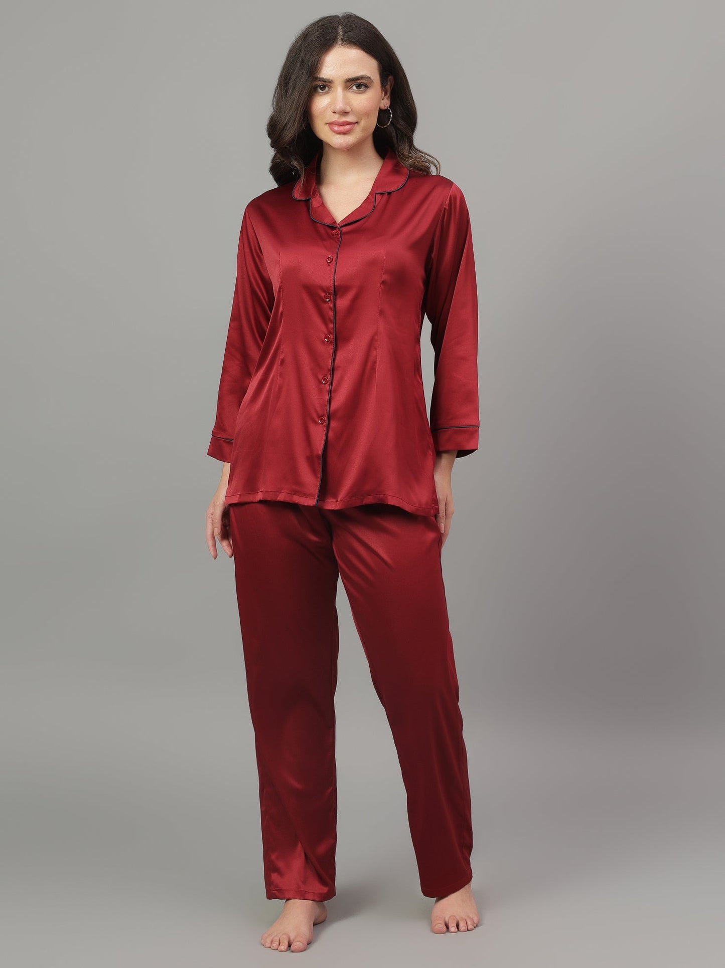 Maroon Night suit with Pyjama