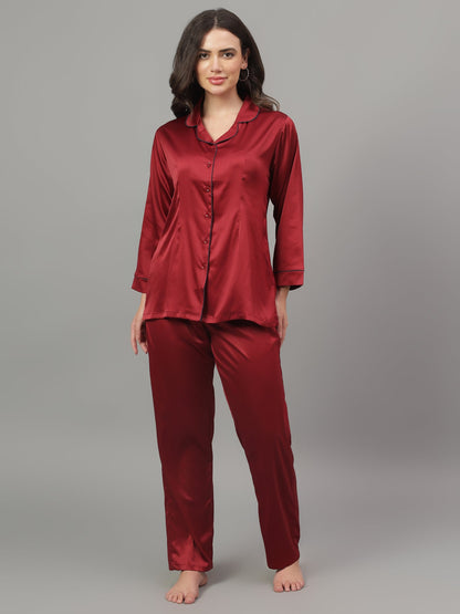 Maroon Night suit with Pyjama