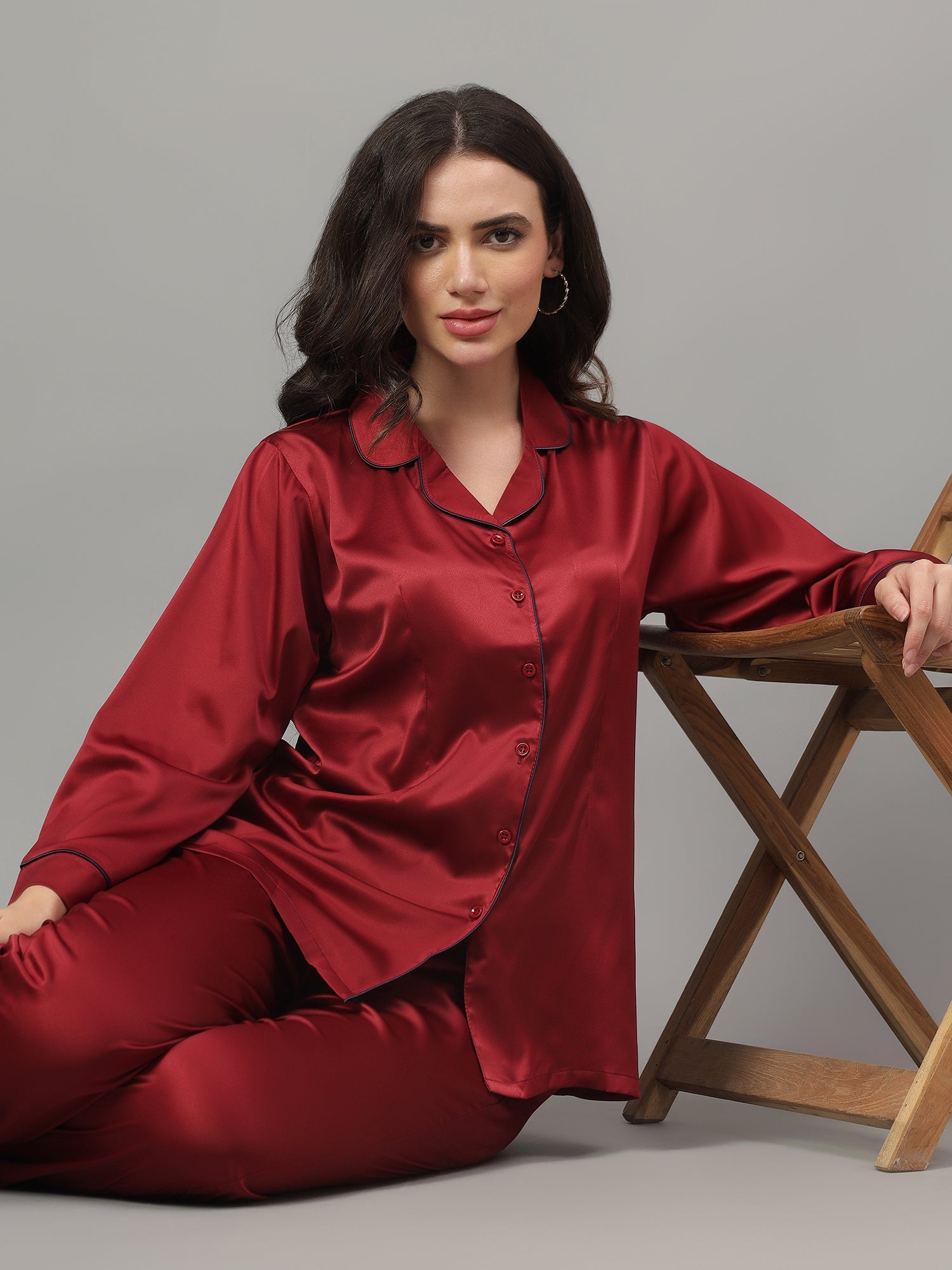 Maroon Night suit with Pajama