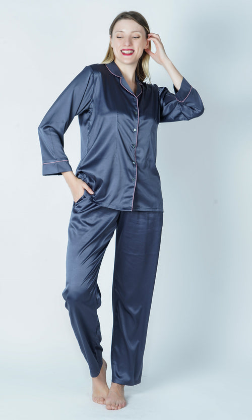 Anthracite Nightsuit Set with Pajama and deep pockets