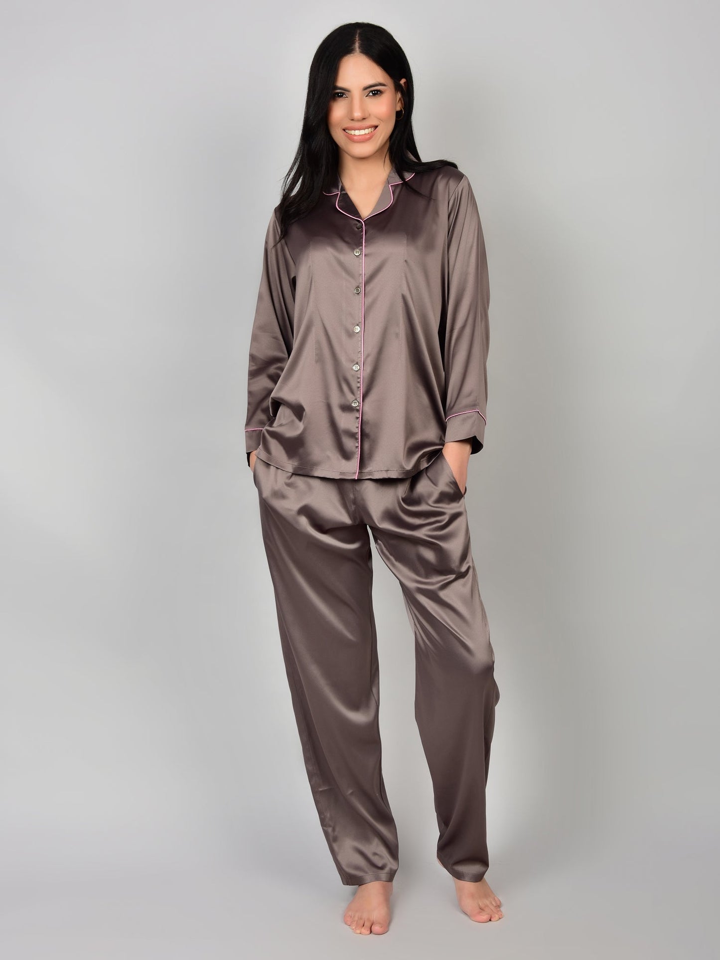 Mushroom Night Suit in Satin