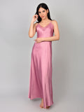Pink Satin Nighty with Long Robe