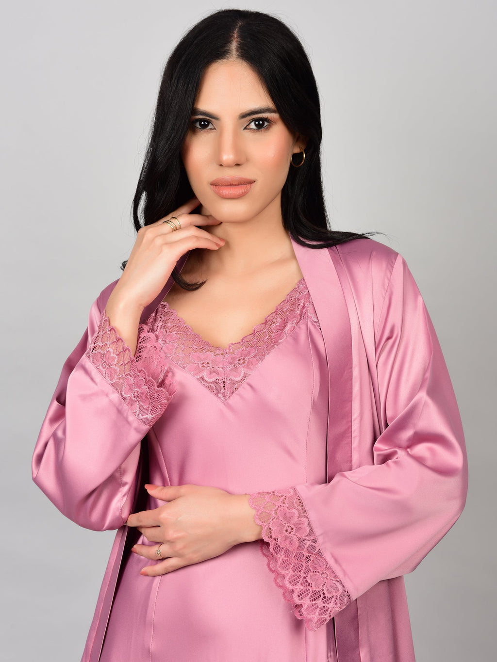 Rosete Satin Nighty with Long Robe