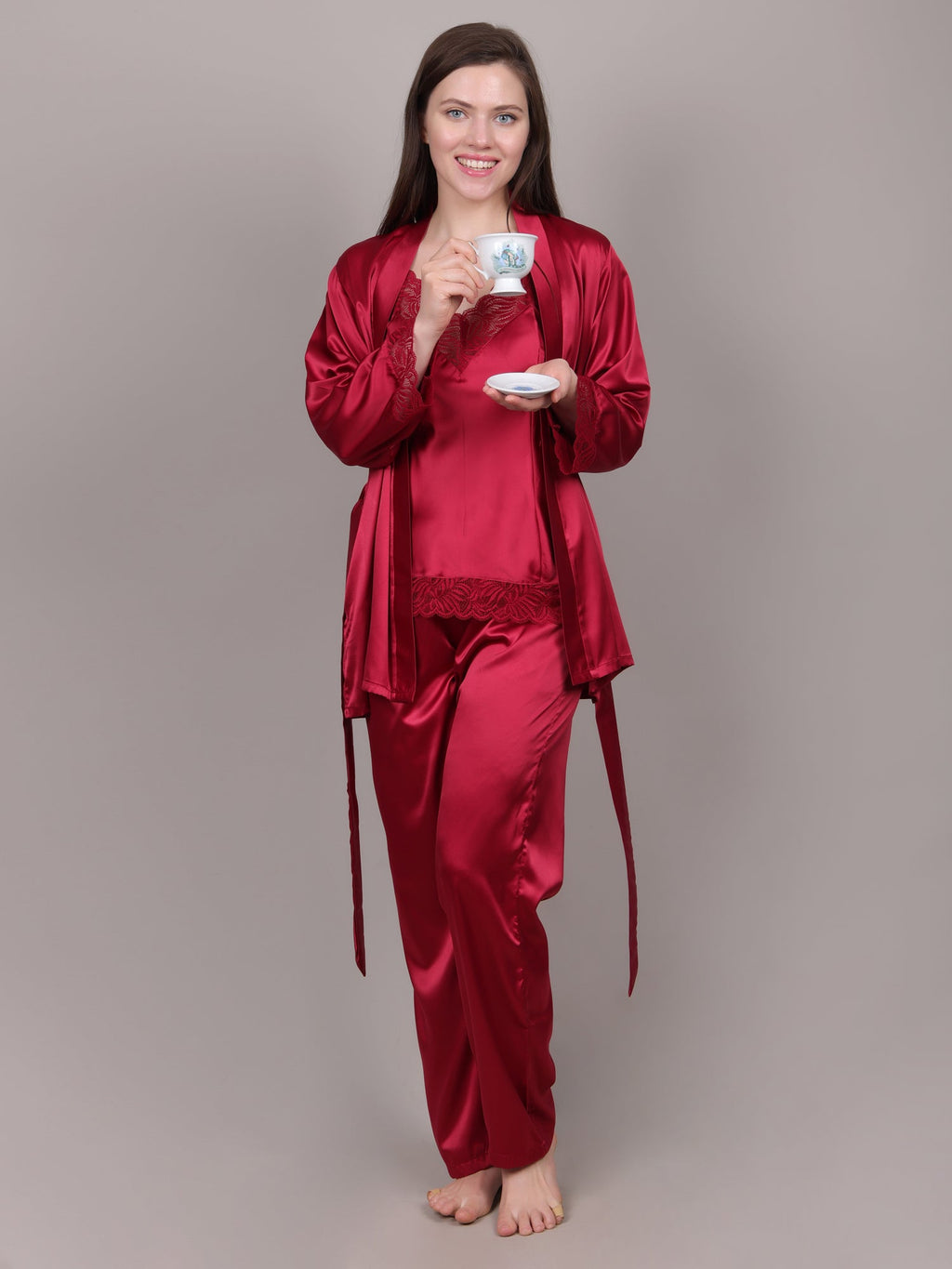 Maroon Nightdress Set