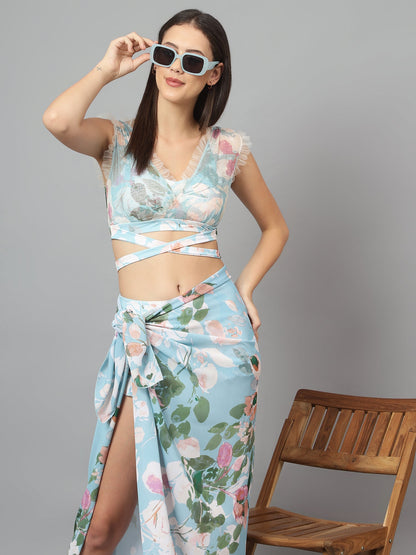 Floral Wave Bikini Set ft. Sarong