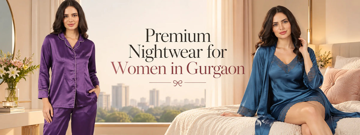 This image banner showcases premium nightwear collection from Wink available in Gurgaon for women living there.