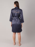Anthracite satin bridal robe