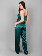 Emerald satin camisole with lace detailing