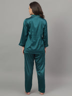 Emerald satin night suit with shirt and pajama