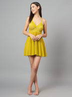 Lime Green lace babydoll nighty detail