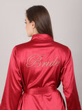 Maroon satin bridal robe