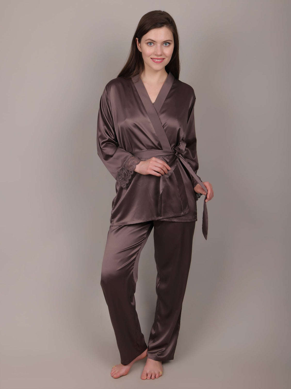 Mushroom satin pajama with deep pockets