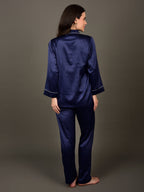 Navy Blue plus size satin nightwear for women
