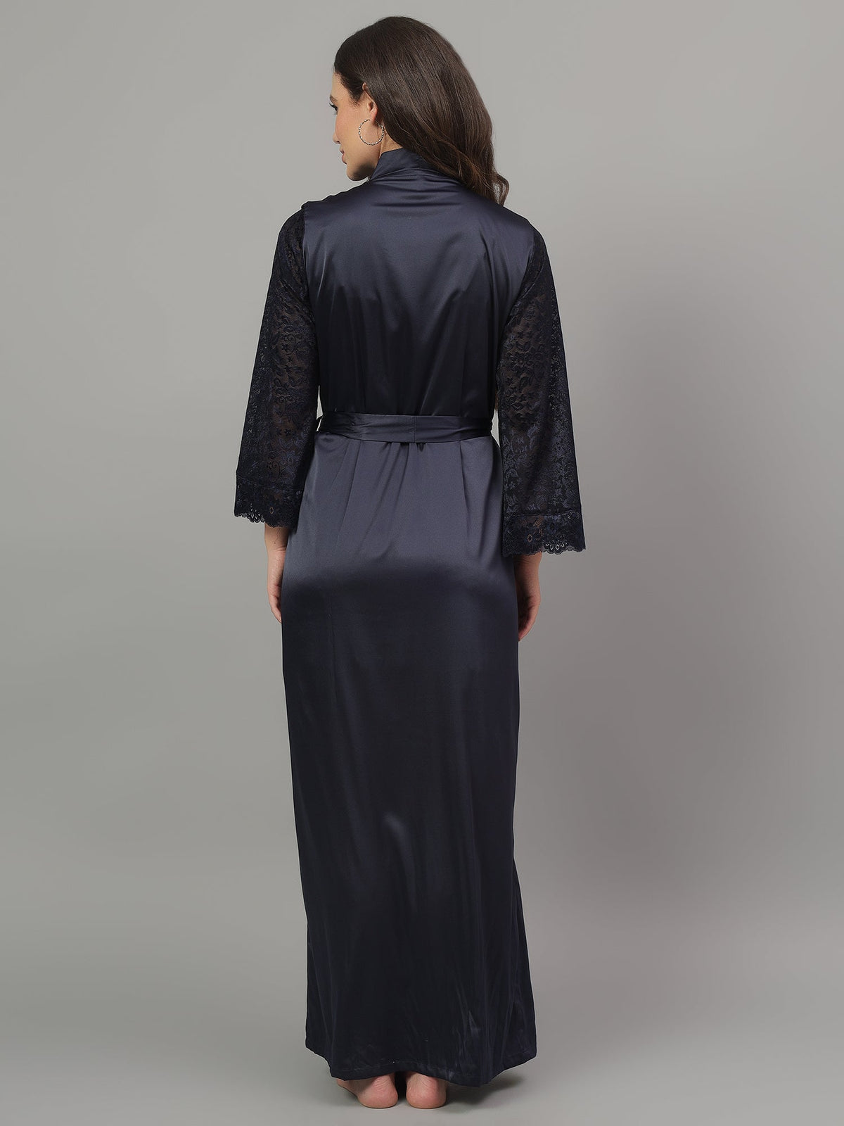 Navy Blue honeymoon nightwear set with robe