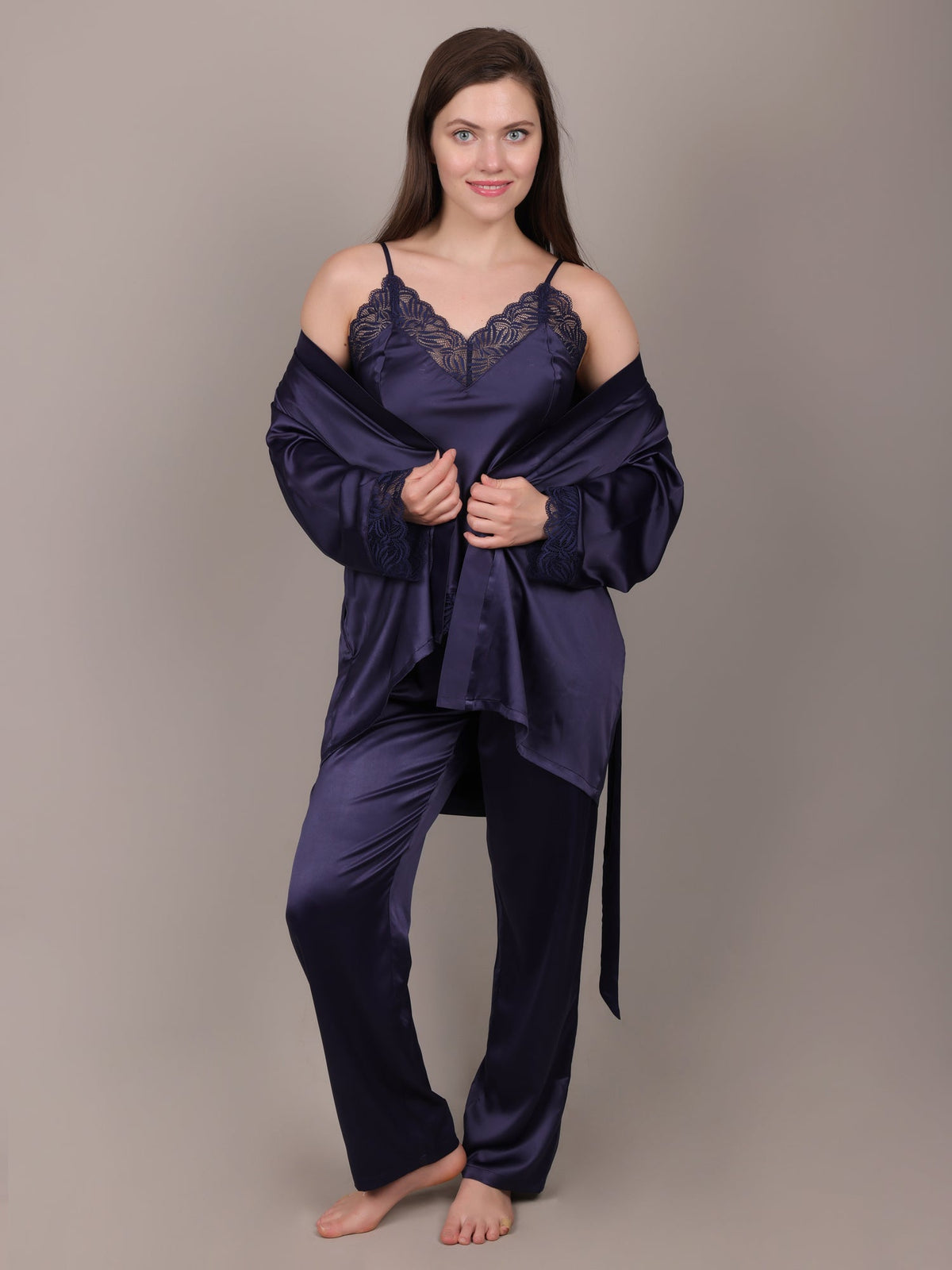 Navy Blue satin pajama for women