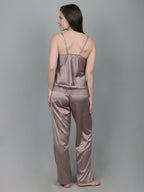 camisole.jpg	Pale Mushroom satin camisole with lace detailing