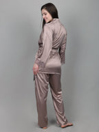 Pale Mushroom satin pajama with deep pockets