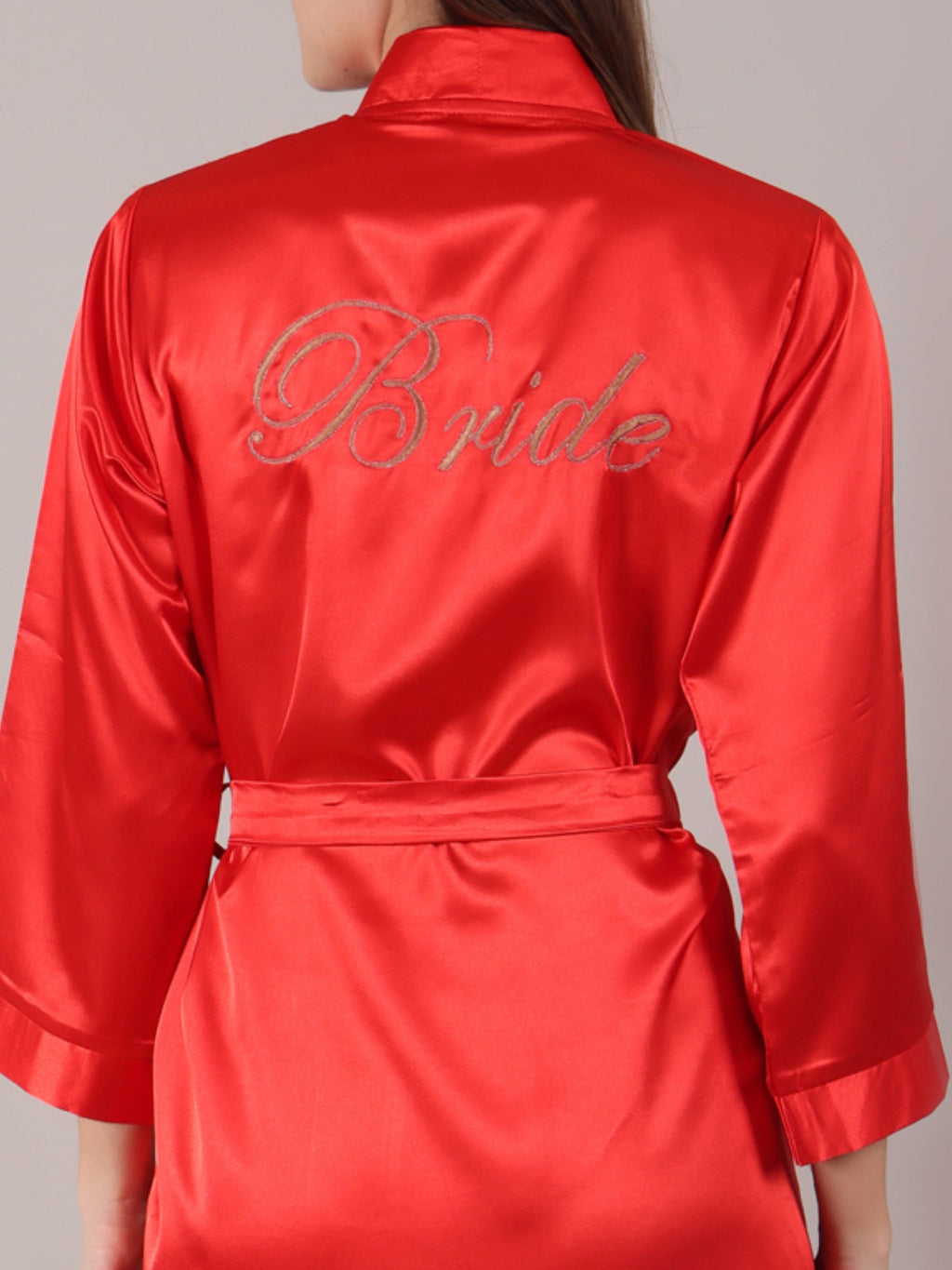 Red satin bridal robe