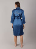 Teal Blue satin bridal robe